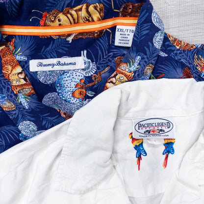 Used clothing wholesale bulk sale, washed short-sleeved aloha shirts, set of 8 (M-XXL) w808003 