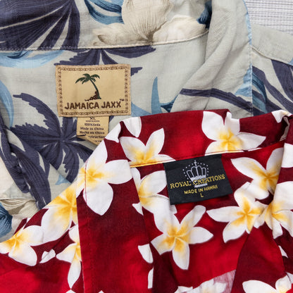 Used clothing wholesale bulk sale, washed short-sleeved aloha shirts, set of 8 (M-XXL) w808003 