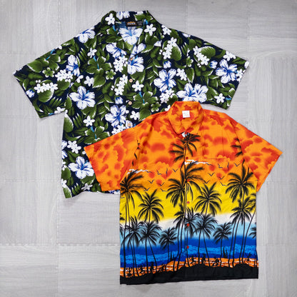 Used clothing wholesale bulk sale, washed short-sleeved aloha shirts, set of 8 (M-XXL) w808003 