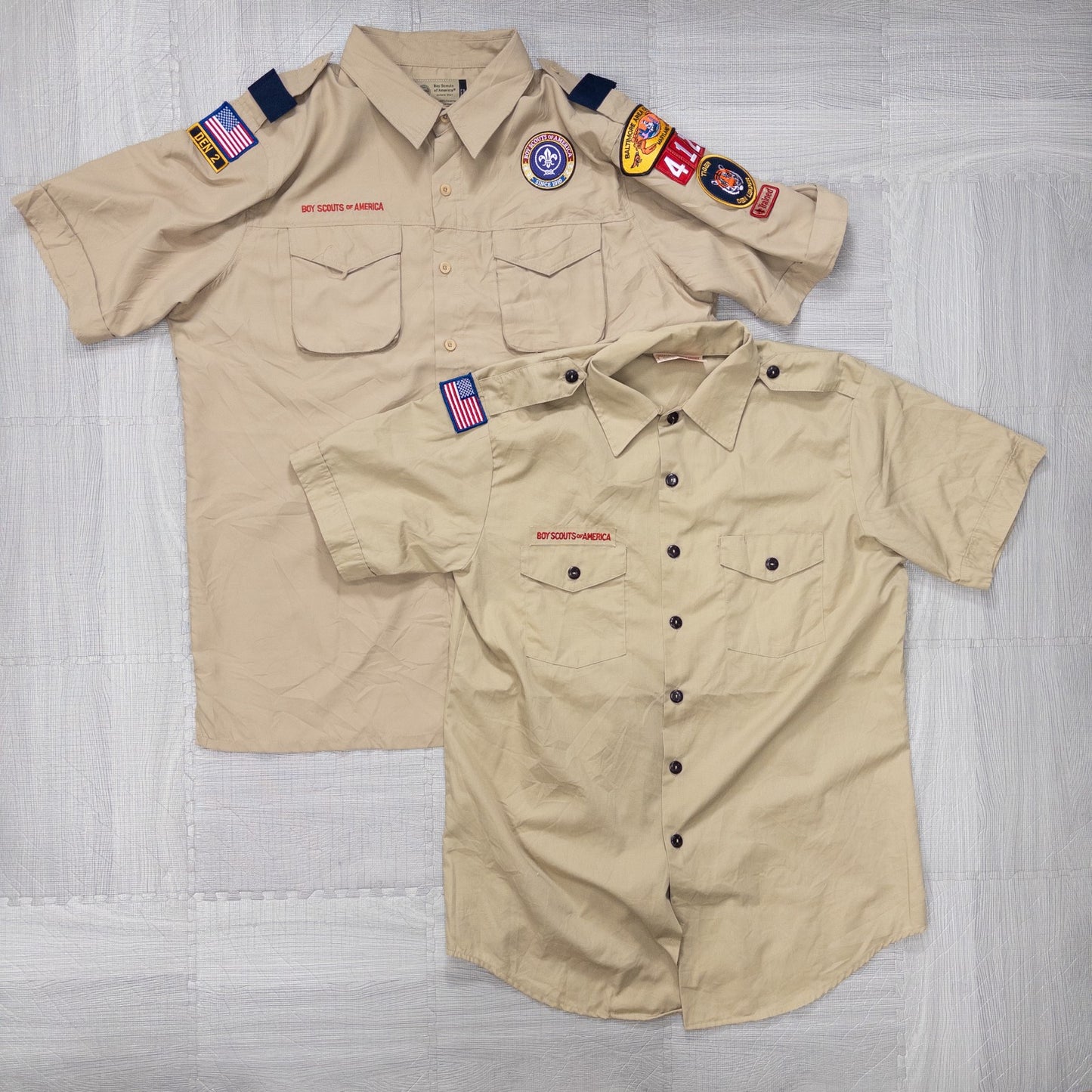 Used clothing wholesale, bulk sale, washed US Boy Scout short-sleeved shirts, set of 9 (S-XXL) w808005 