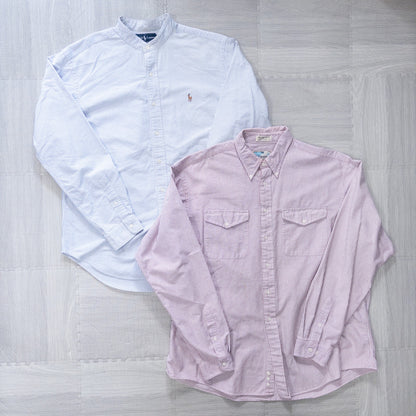 Used clothing wholesale bulk sale, washed long-sleeved striped shirts, set of 8 (L-XXXL) w809002 