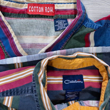 Used clothing wholesale bulk sale, washed long-sleeved striped shirts, set of 8 (L-XXXL) w809002 