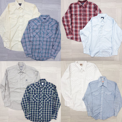 古着卸 現物まとめ売り 洗濯済み 長袖ウエスタンシャツ 8枚セット(M-XXL) w908005
