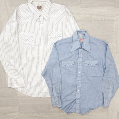 古着卸 現物まとめ売り 洗濯済み 長袖ウエスタンシャツ 8枚セット(M-XXL) w908005