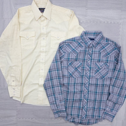 古着卸 現物まとめ売り 洗濯済み 長袖ウエスタンシャツ 8枚セット(M-XXL) w908005